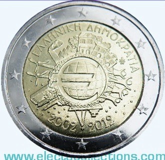 Greece – 2 Euro, 10 Years of EURO cash, 2012